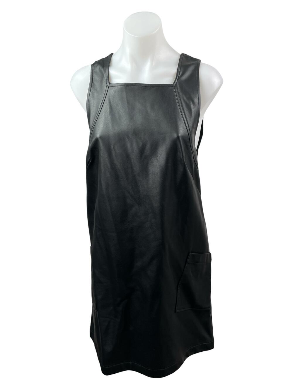 Anthropologie Maeve Women's Faux Vegan Leather Sleeveless Mini Shift Dress Sz M